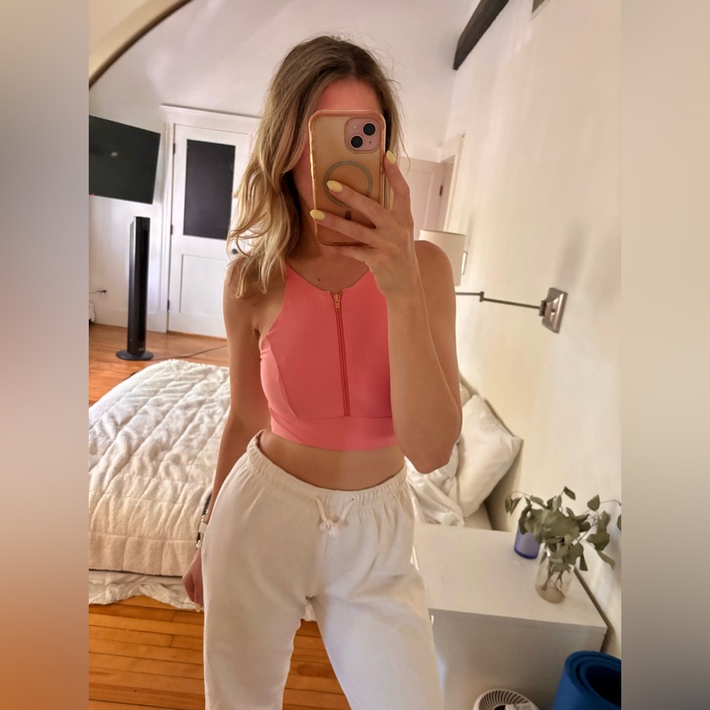 BECCO pink poly spandex sports bra crop top Small